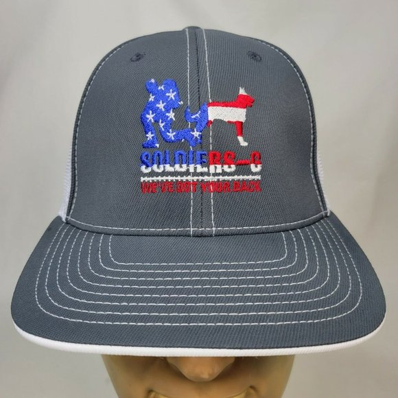 Soldiers-G We've Got Your Back Flexfit Fitted Hat Cap American Flag Gray White - Picture 1 of 8